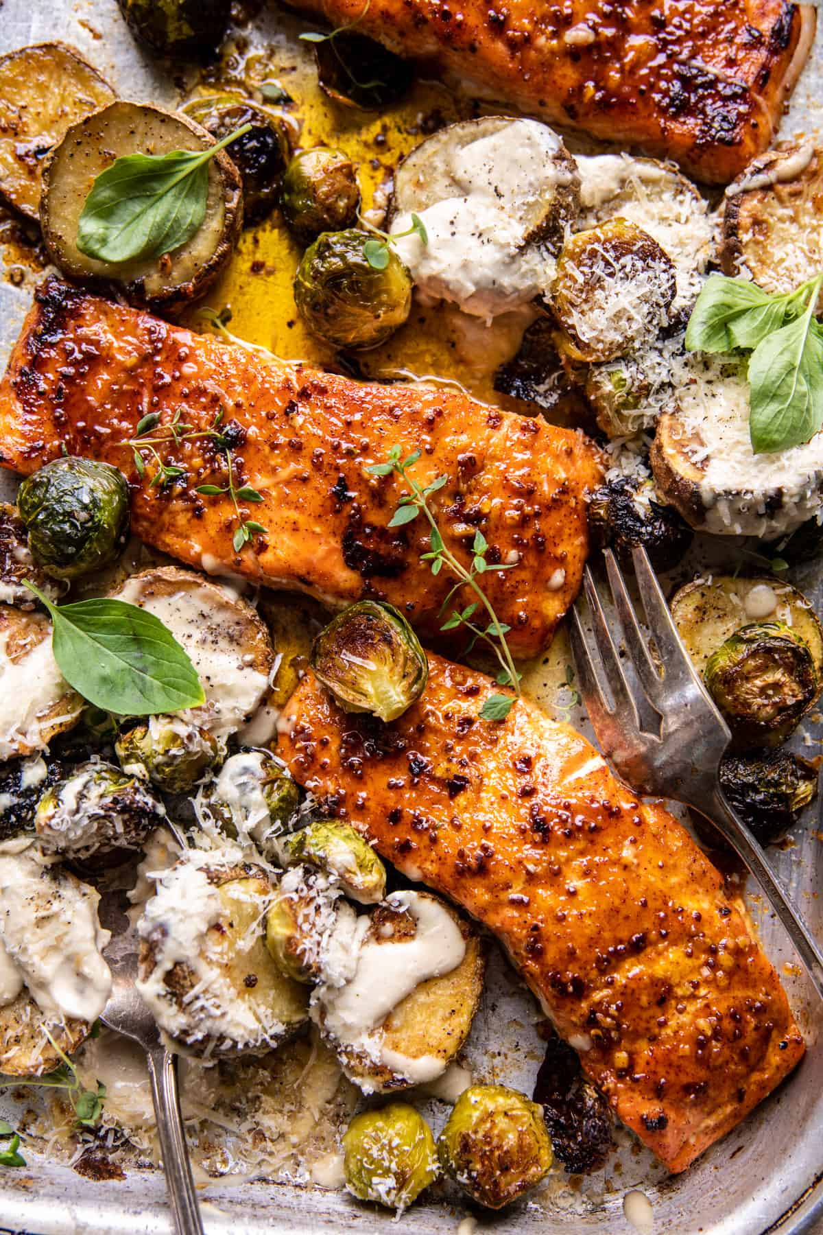 Sheet Pan Honey Mustard Salmon with Caesar Roasted Potatoes Prescribe FIT