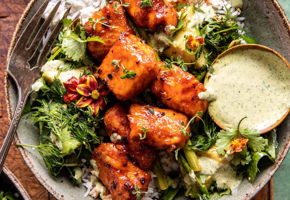 Hot Honey Crispy Salmon Bowls - Prescribe FIT